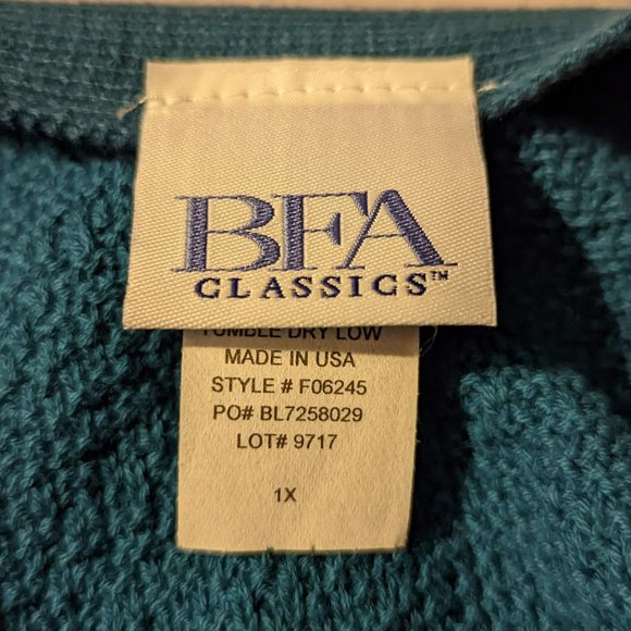 BFA Classics Open Front Sleeveless Teal Cardigan Size 1X - Picture 8 of 9